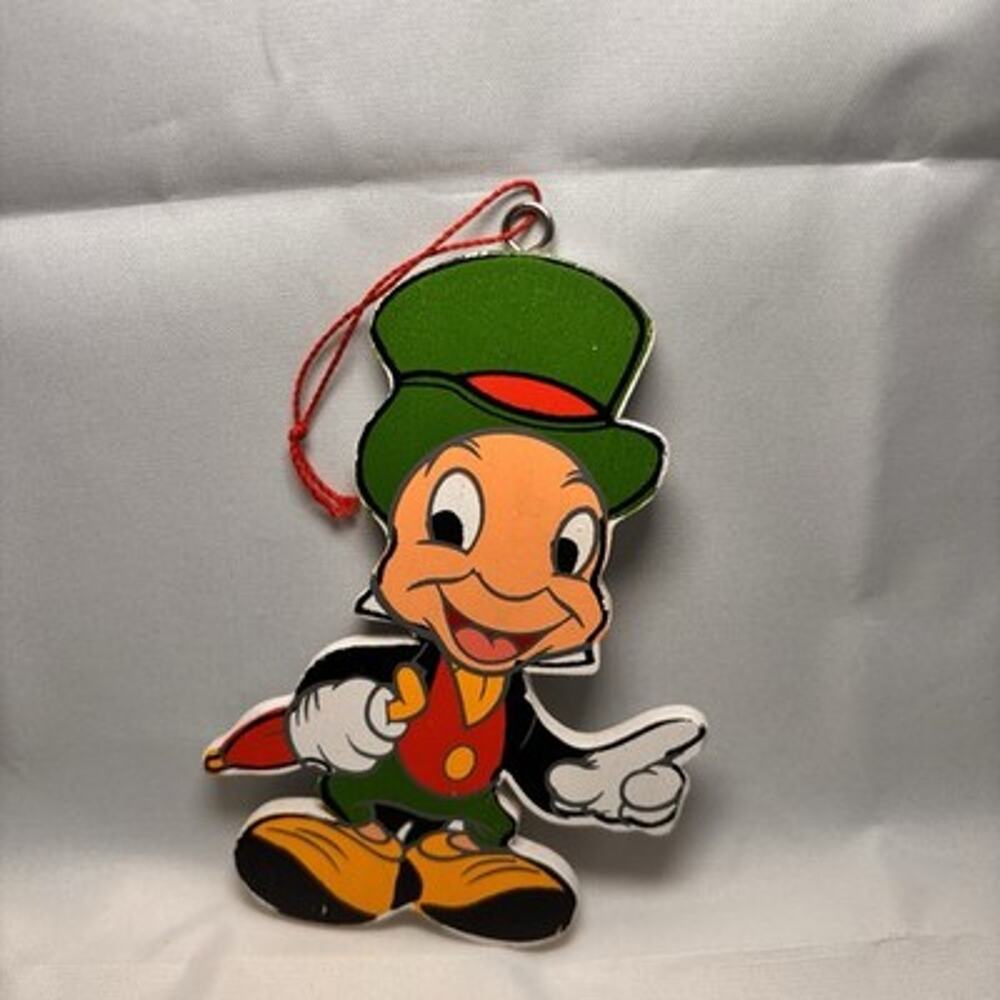 Vintage 1988 Disney Jiminy Cricket Wooden Christmas Ornament 4.5” Taiwan